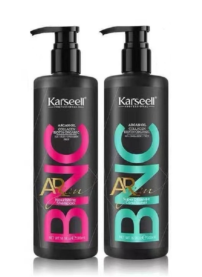 KARSEELL ARGAN OIL COLLAGEN BIOTIN ORGANIC NOURISHING Shampoo + Conditioner 500 ML