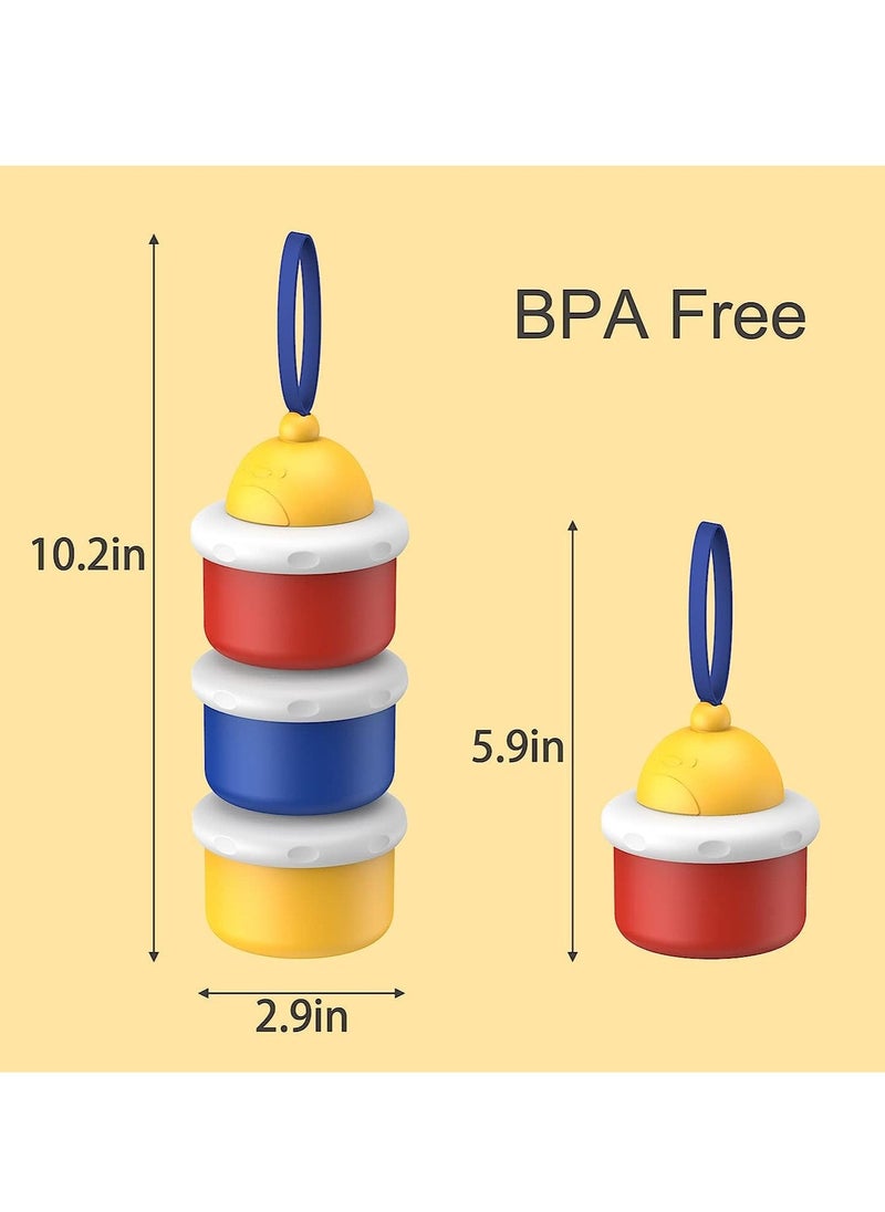 Baby Formula Dispenser Portable Milk Powder Dispenser Container Travel Baby Formula Storage Container Non Spill Stackable Baby Snack Storage Container BPA Free 3 Compartments 2 Packs