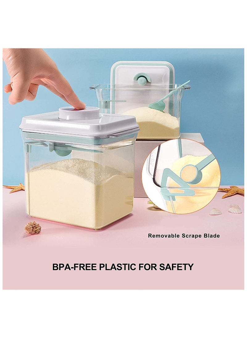 Formula Container for Baby, Formula Dispenser with Scraper and Scoop, One Button Handy 2300ml Milk Powder Container, BPA-Free Airtight Formula Storage Containers 1000g Large Capacity Transparent