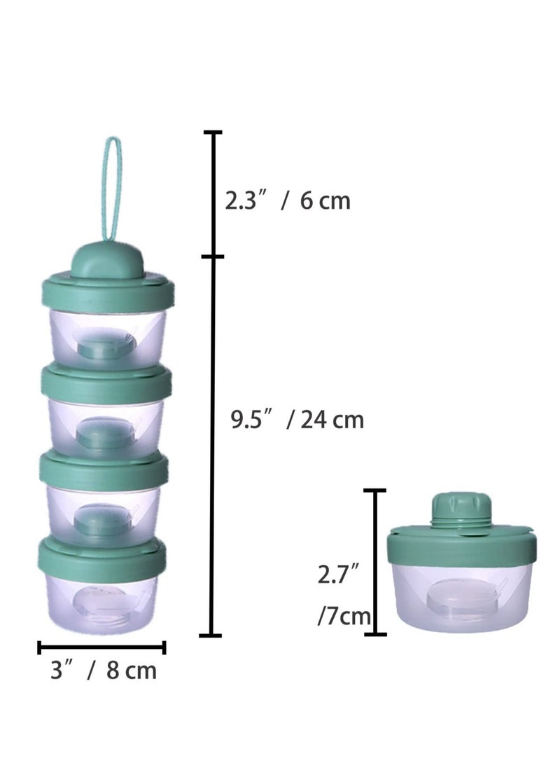 Baby Milk Powder Formula Dispenser, 4 Layers Baby Formula Containers for Travel, Formula Holder Mixer, Baby Feeding Snack Storage Container, Portable, Stackable