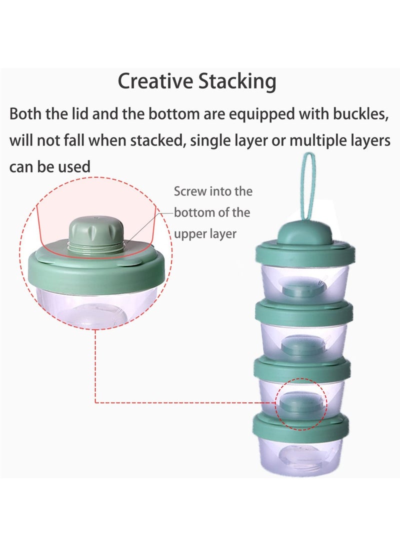 Baby Milk Powder Formula Dispenser, 4 Layers Baby Formula Containers for Travel, Formula Holder Mixer, Baby Feeding Snack Storage Container, Portable, Stackable