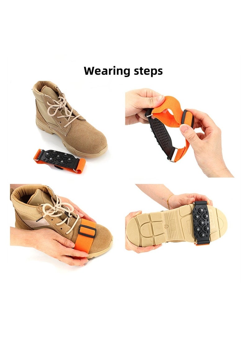 Shoes Grips, Anti Slip Winter Ice Grippers with Tungsten Nails, Silicone Non-Slip Shoe Covers, Walk Cleats Traction for Snow Ice Walking, Fishing, Winter Working, Outdoor Playing