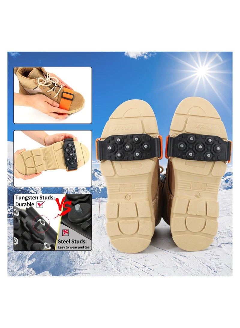 Shoes Grips, Anti Slip Winter Ice Grippers with Tungsten Nails, Silicone Non-Slip Shoe Covers, Walk Cleats Traction for Snow Ice Walking, Fishing, Winter Working, Outdoor Playing