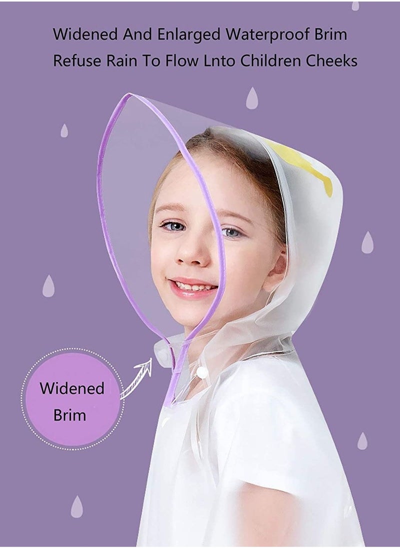 Boys Girls Hooded Rain Poncho Durable Waterproof Windbreaker Reusable Kids Raincoat Kindergarten Student Rainwear Transparent Kids Cartoon Raincoat Children's Schoolbag Rain Jacket Coat EVA