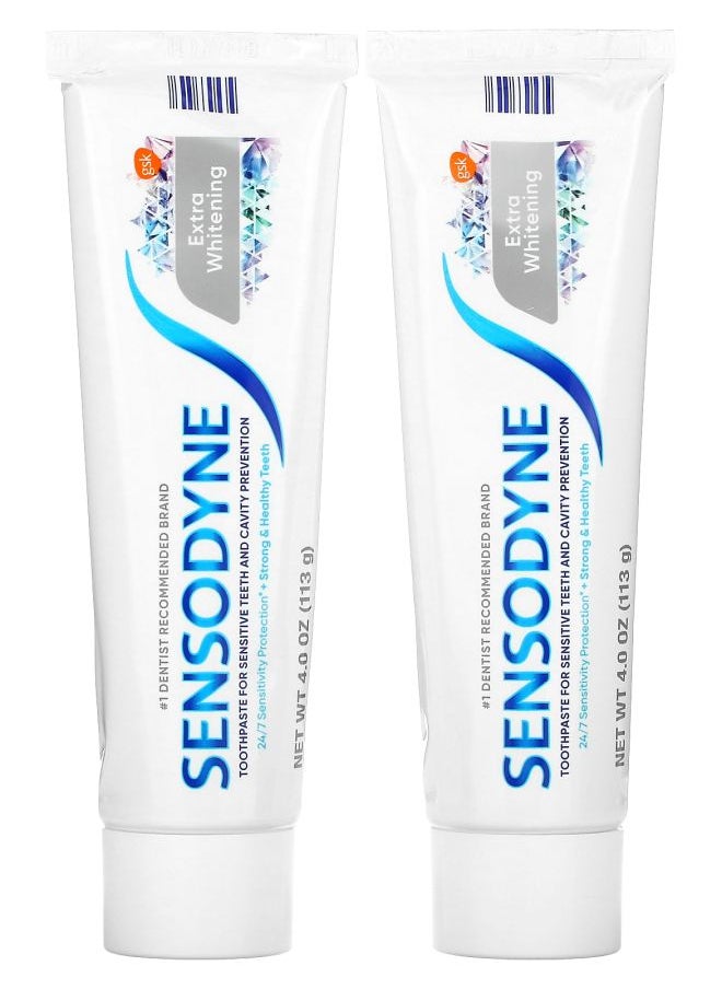 Extra Whitening Toothpaste Twin Pack 2 Tubes 4 oz (113 g) Each