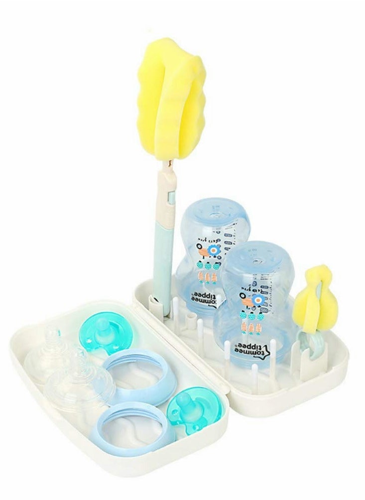 Compact Baby Bottle Drying Rack with Brush - Perfect for Working Moms, Family Visits, and Camping Adventures