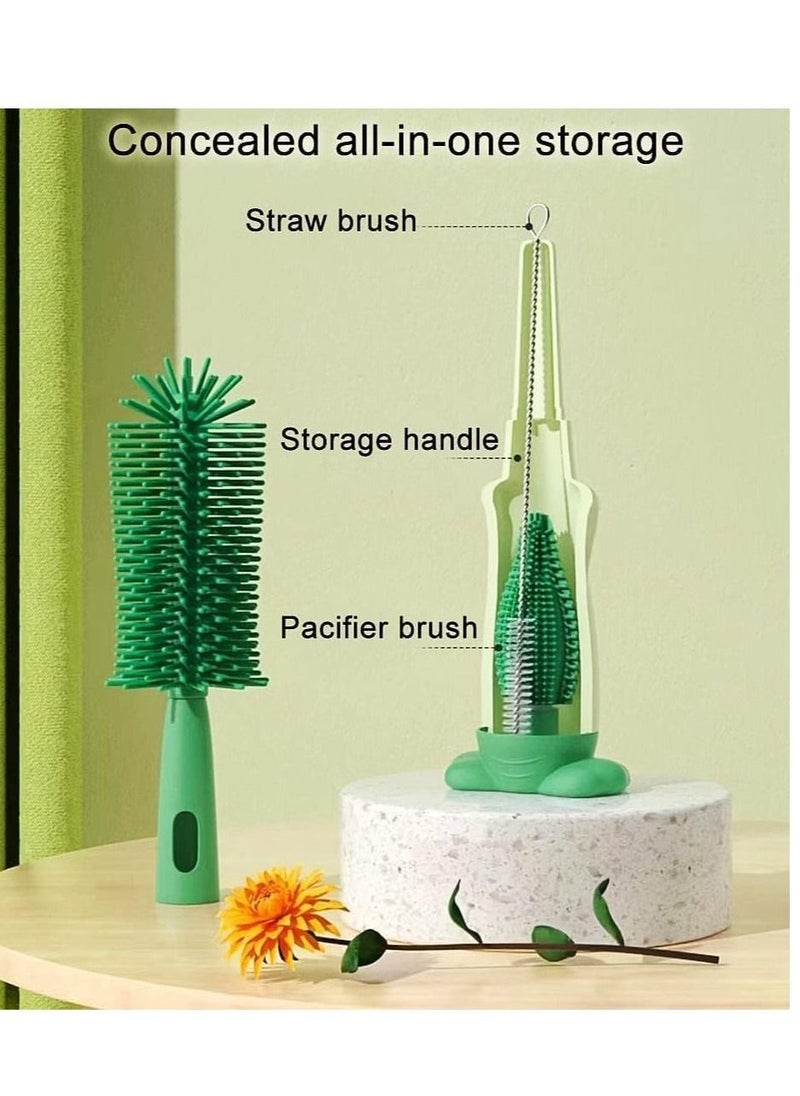 Silicone Baby Bottle Brush Nipple Cleaner 3 in 1 Multifunctional Cleaning Brush, Straw Brushes, Tiny Bottle Gap Cup Lid Crevice Detail Cleaning Brush U-Shaped Silicone Bottle, Portable 4 PCS