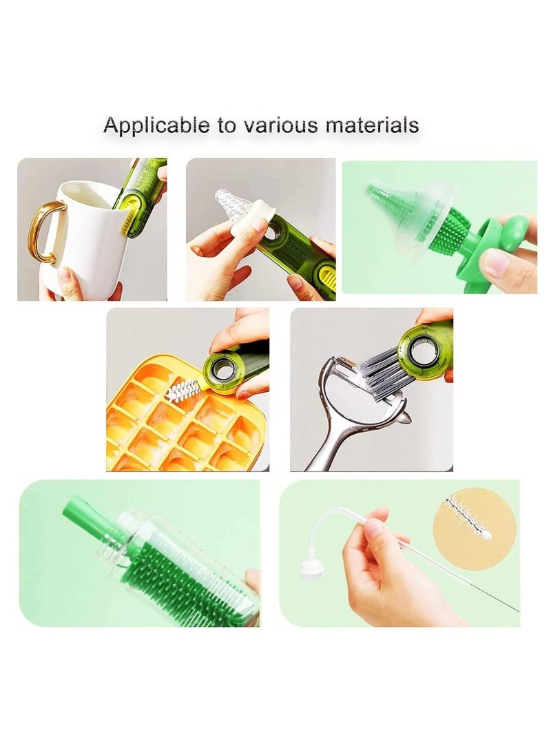 Silicone Baby Bottle Brush Nipple Cleaner 3 in 1 Multifunctional Cleaning Brush, Straw Brushes, Tiny Bottle Gap Cup Lid Crevice Detail Cleaning Brush U-Shaped Silicone Bottle, Portable 4 PCS