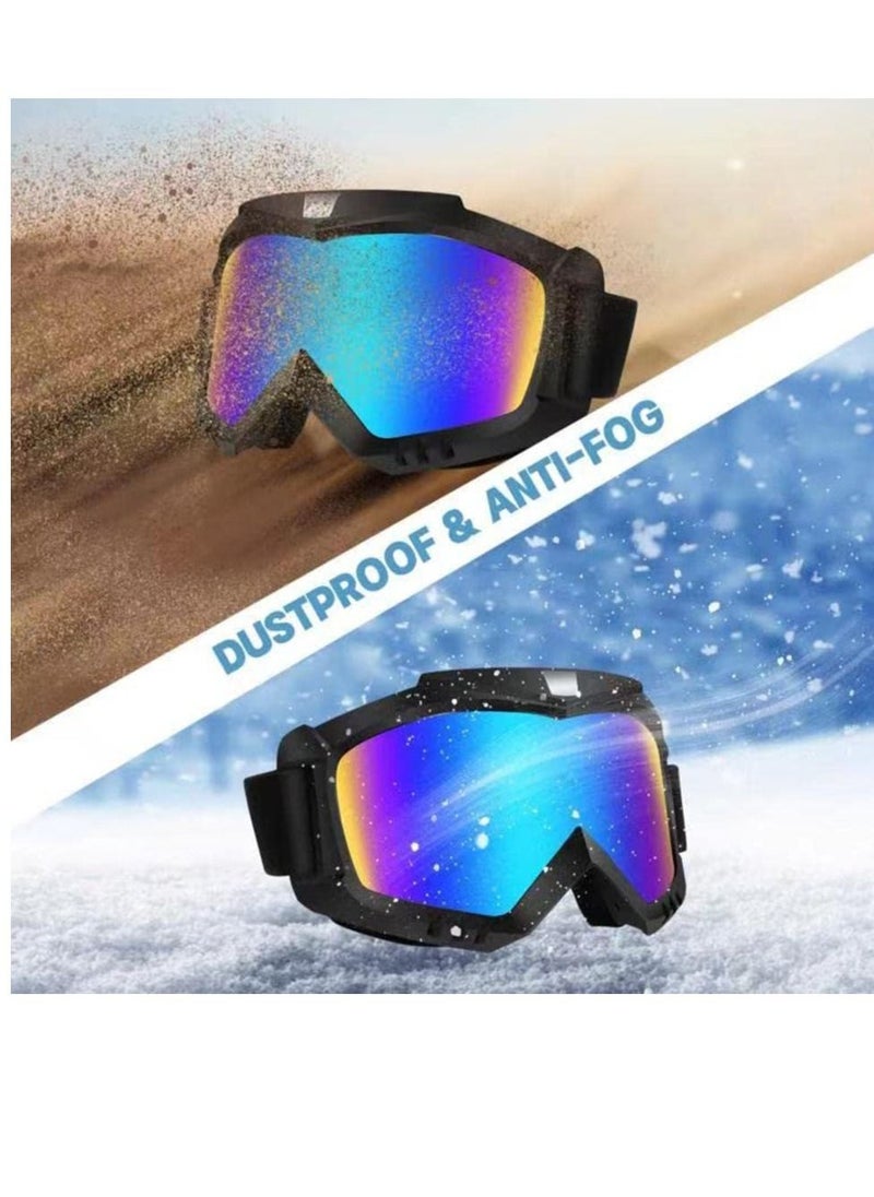 Dirt Bike Goggles Motorcycle ATV Riding Ski Windproof Glasses Racing Helmet for Adults Men Women Youth Kids 2 Pack