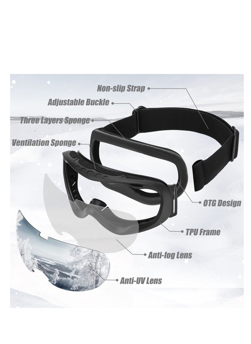 Sports Ski Goggles, Snowboard Anti-Fog Mirrored Snow Goggles OTG UV Protection Foam Anti-Scratch Dustproof for Women Men Youth