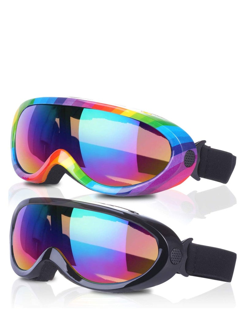 Ski Goggles Snowboard for Kids Boys Girls Youth Men Women with UV 400 Protection Wind Resistance Anti-Glare Lenses New Edition Pack of 2