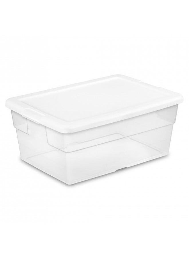 Sterilite 16 Qt Storage Box, Stackable Bin with Lid, Organize Shoes, Crafts in Home Closet, Office, School, Clear with White Lid, 12-pack