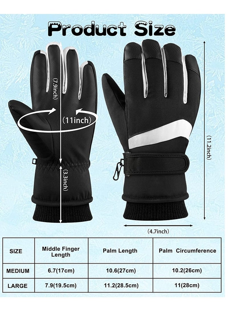 Snow Ski Gloves Waterproof, Ski Gloves Women -30°F Waterproof Winter Gloves Touchscreen Snow Gloves Women Men Warm Windproof Snowboard Gloves for Cold Weather (L)