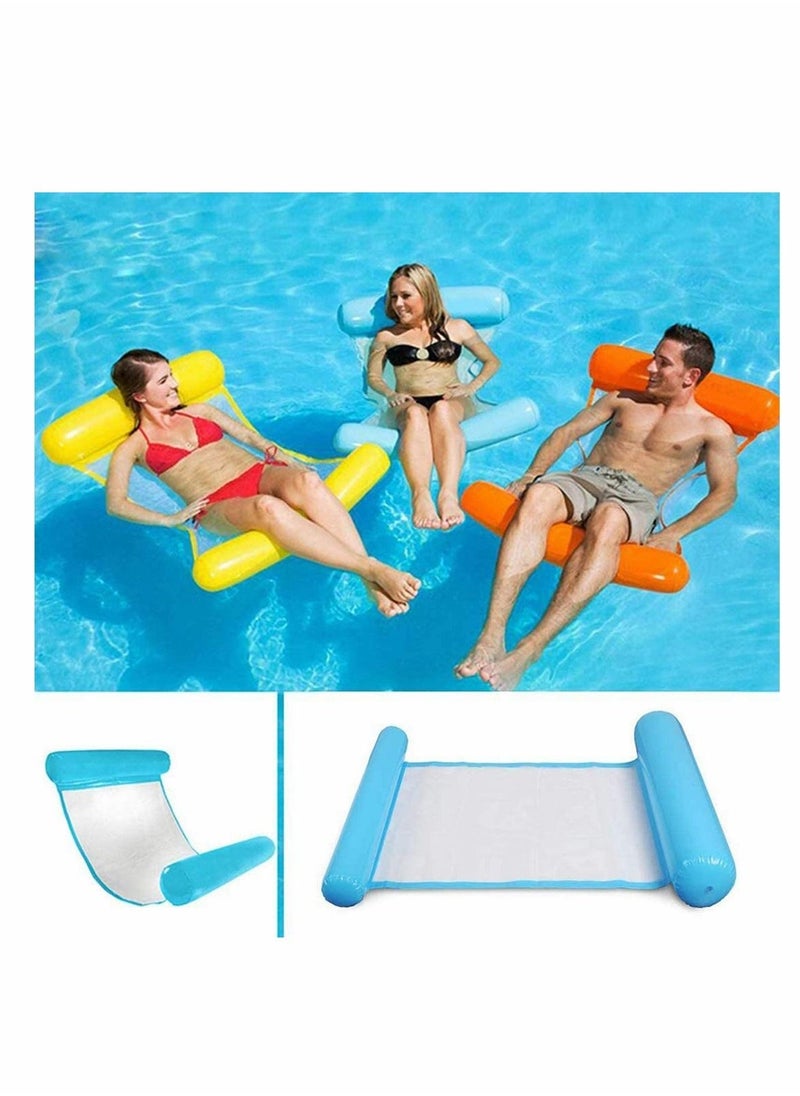 Inflatable Water Hammock, Water Hammock Pool Lounger, 4-in-1 Multi-Purpose Floating Bed Lounge Chair Drifter Saddle Swimming Pool Beach Float Portable Pool Float for Adults Kids, blue