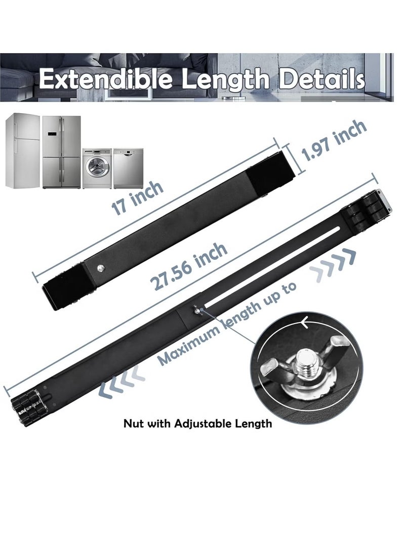 Universal Extendable Furniture Appliance Rollers with 24 Rollers & Brakes – Heavy-Duty Mover Tools for Washing Machines, Refrigerators, Dryers, 600 lb Capacity, Strong Base, Bearing Support