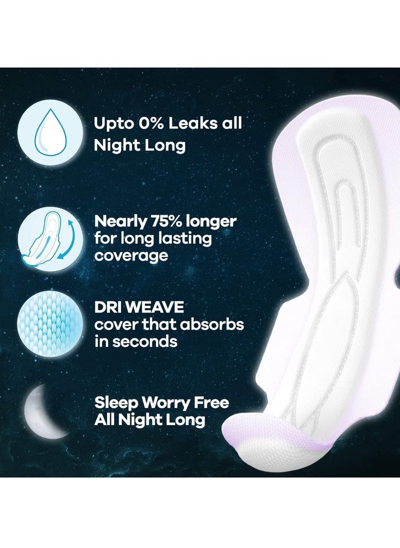 SANITARY PADS, 10 XXXL PADS, UPTO 0% LEAKS ALL NIGHT LONG, FOR HEAVY FLOW, 75% LONGER & WIDER BACK, COMFORTABLE CUSHIONY SOFT WINGS, DISPOSABLE WRAPPER