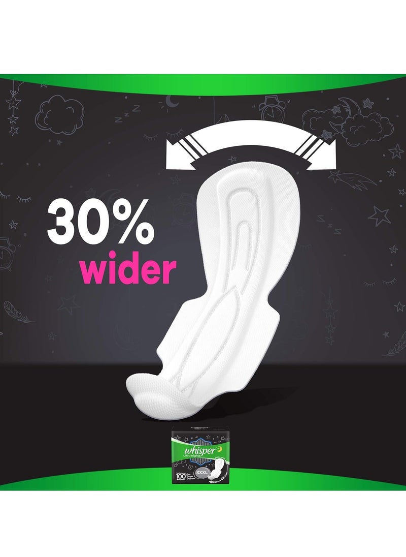 SANITARY PADS, 10 XXXL PADS, UPTO 0% LEAKS ALL NIGHT LONG, FOR HEAVY FLOW, 75% LONGER & WIDER BACK, COMFORTABLE CUSHIONY SOFT WINGS, DISPOSABLE WRAPPER