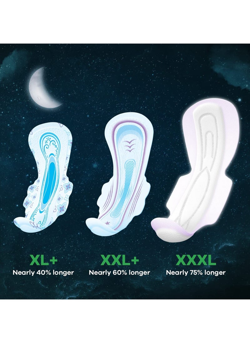 SANITARY PADS, 10 XXXL PADS, UPTO 0% LEAKS ALL NIGHT LONG, FOR HEAVY FLOW, 75% LONGER & WIDER BACK, COMFORTABLE CUSHIONY SOFT WINGS, DISPOSABLE WRAPPER