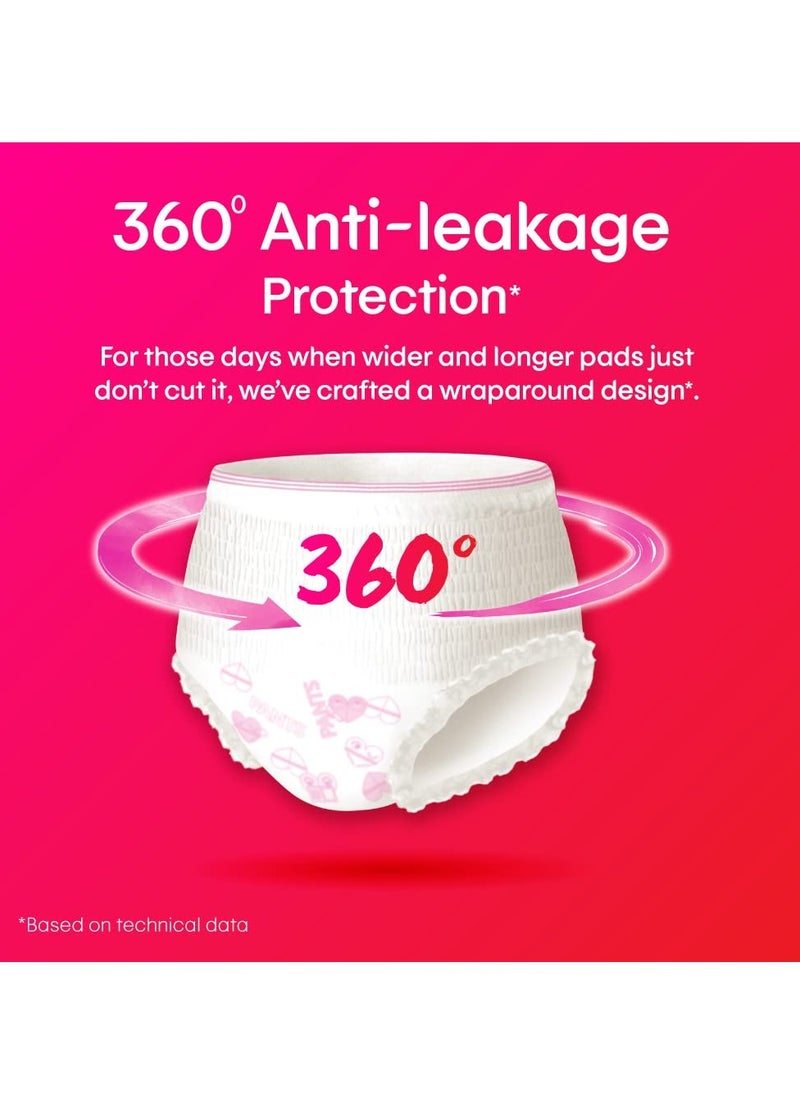 Kotex Overnight Period Panties (Medium/Large size, pack of 10 panties) for heavy flow period protection | with 360 degree anti-leakage design & airy-soft fabric | 1 panty = 3 regular pads