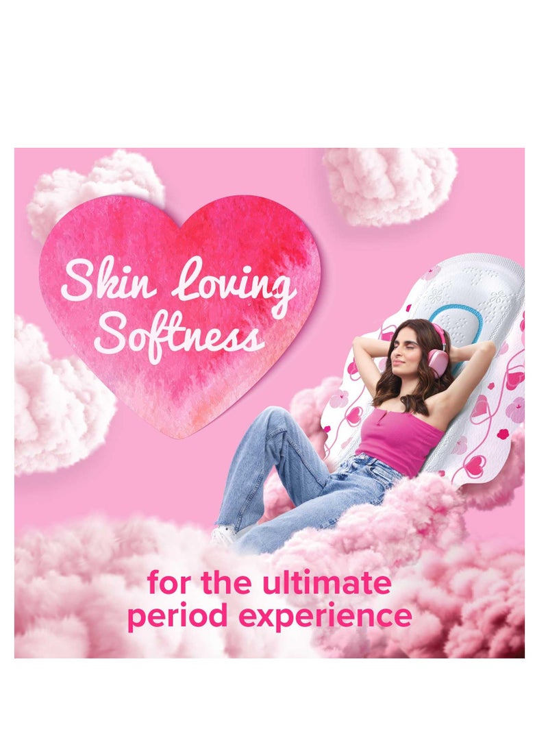 WHISPER ULTRA SKIN LOVE SOFT SANITARY PADS, 15 XL+ PADS, COTTONY SOFT, OUR #1 SOFTNESS, IRRITATION FREE, FOR INTIMATE SKIN, DISPOSABLE WRAPPER