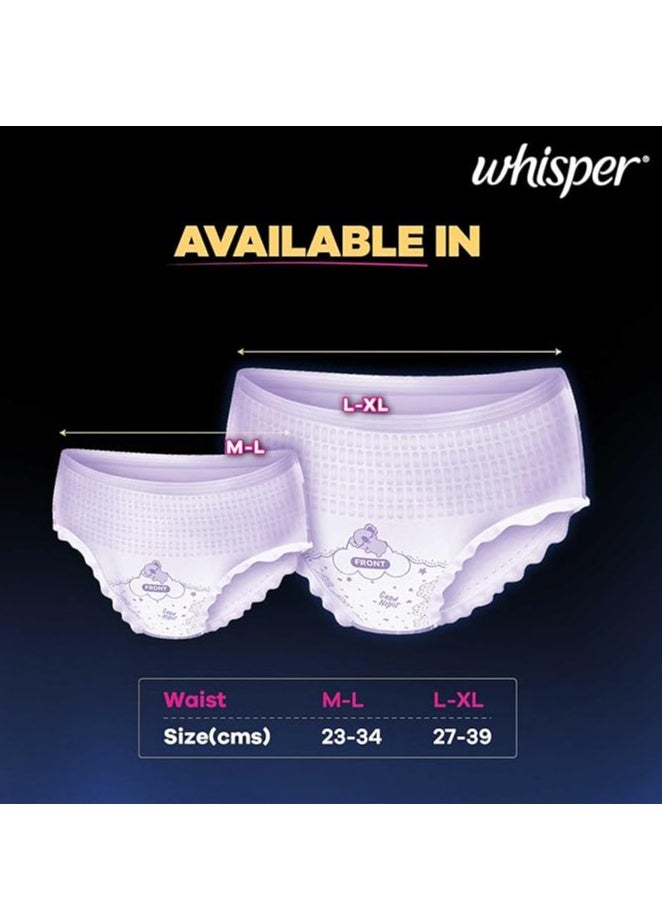 Whisper Super Absorbent Period Panty, 6 L-XL Pants, 360 Degree Leakage Protection for Heavy Flow, Panty like Fit for Full back Coverage, Absorbs Heavy Gushes, Silky Soft, Comfortable Feel-Women