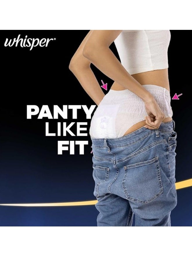 Whisper Super Absorbent Period Panty, 6 L-XL Pants, 360 Degree Leakage Protection for Heavy Flow, Panty like Fit for Full back Coverage, Absorbs Heavy Gushes, Silky Soft, Comfortable Feel-Women