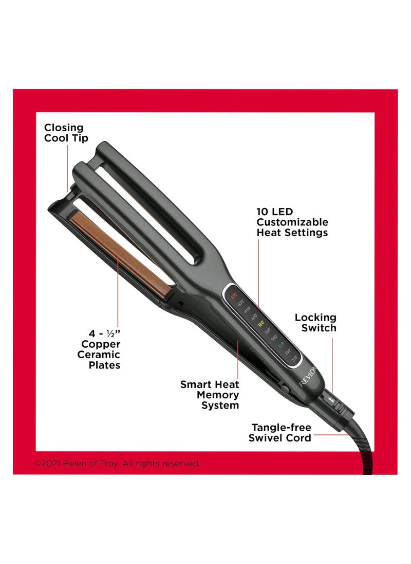 Dual Plate Hair Straightener, Copper Ceramic Plates, Tangle-Free, Auto Off