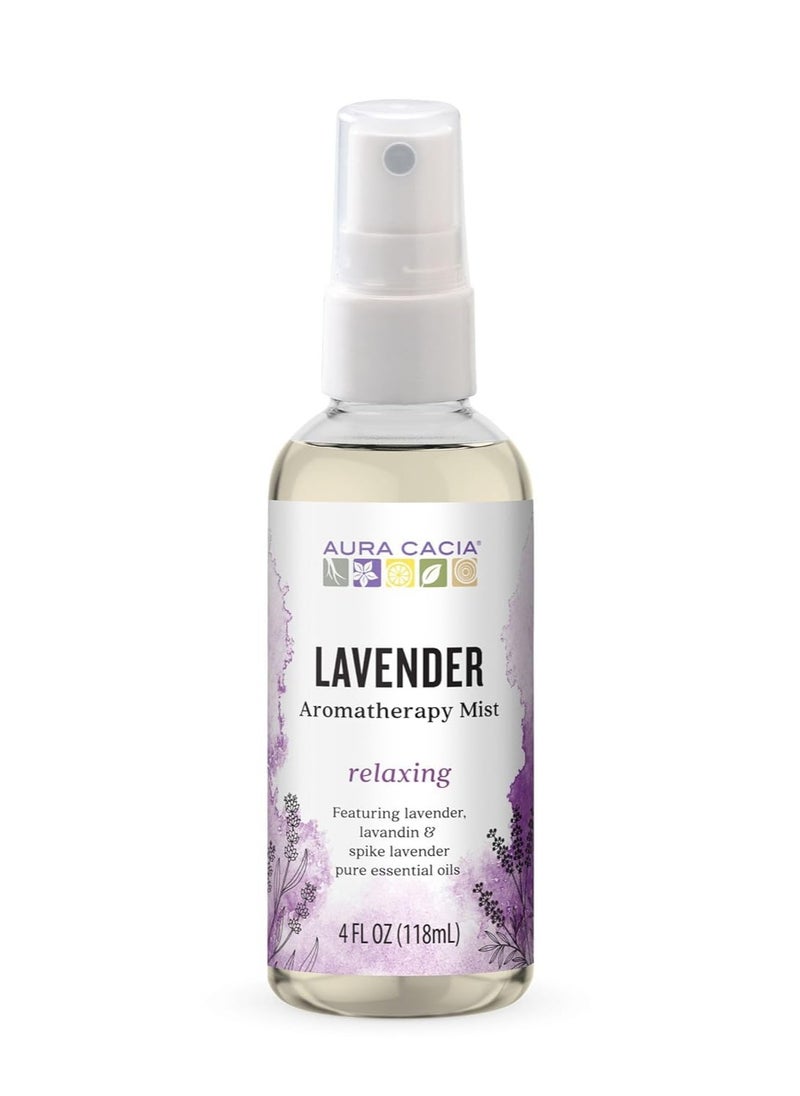 Aura Cacia Relaxing Lavender Aromatherapy Mist, 4-Ounce, Lavender Pure Essential Oils, Sweet & Floral Aroma