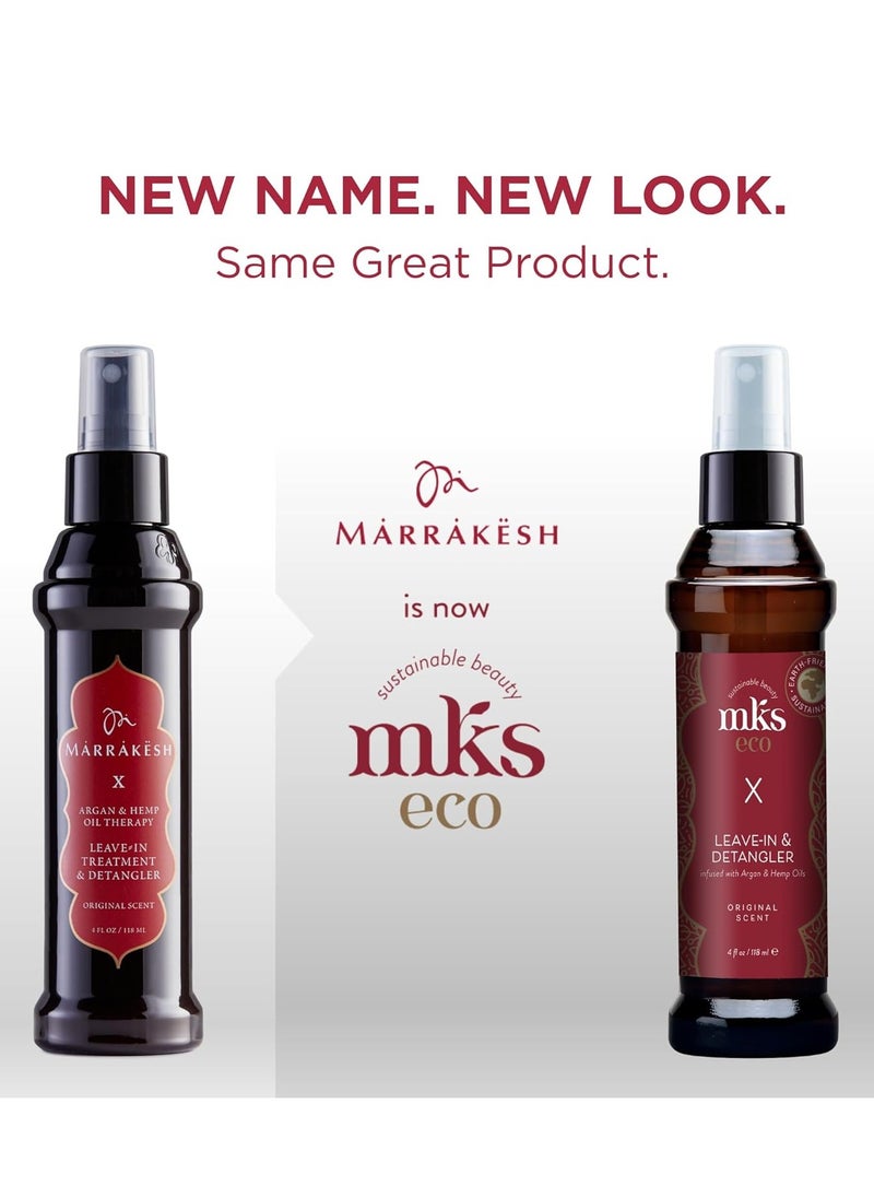 MKS eco X - Leave-In Treatment & Detangler - Moroccan Argan Oil, Hemp Seed Oil - Vegan & Cruelty Free