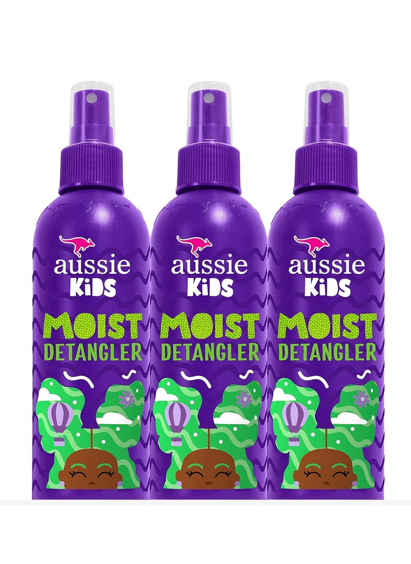 Aussie Kids Moist Detangler Spray, Sulfate & Paraben Free, Moisturizing & Tangle-Free Hair Care for Kids, Cruelty-Free, 8 Fl Oz Each, 3 Pack