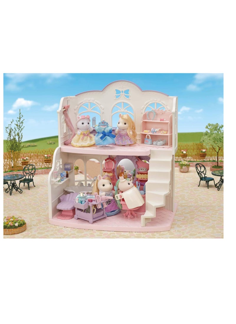 Pony's Hair Salon Playset |Two-Story Salon with Hair Styling Accessories, Dresser, Shampoo Basin, and More | Includes Pony Girl Figure | Ages 3 & Up