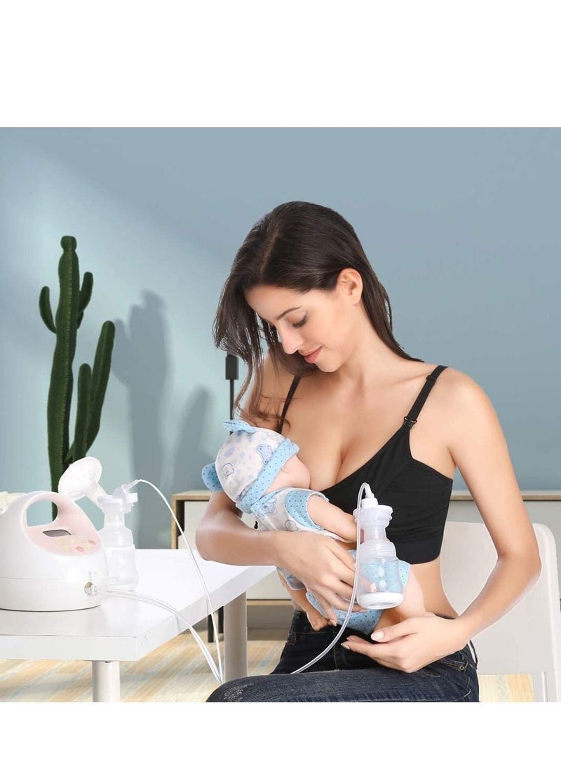 Nursing Bra, Women's Hands-Free Pumping Wireless, Adjustable Breastfeeding Bra Cotton Sleep Maternity Designs Pump Insert for Holding Breast Pumps, Not including bottle, M