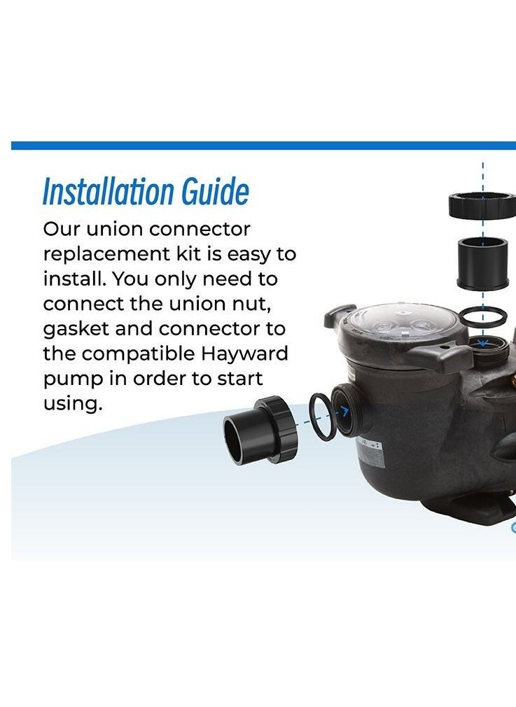 Pump Union Connection Kit, Compatible with Hayward Tristar, Northstar, EcoStar Pumps, SwimClear Cartridge Filter & Universal H-Series Low Nox Heater(2PCS)