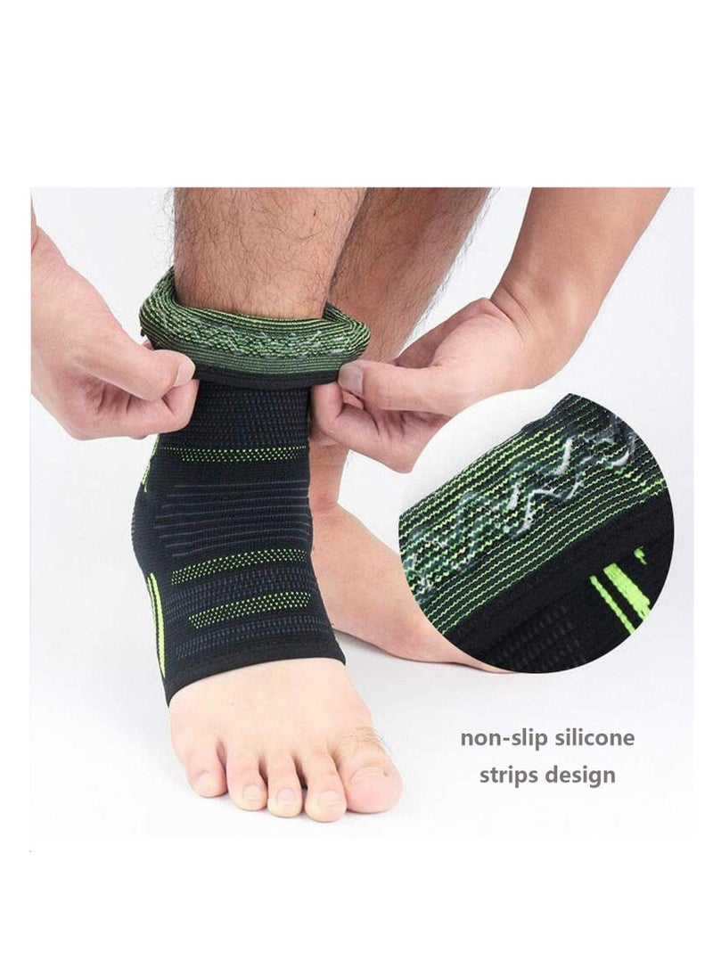 Silicone Ankle Support Sleeve Copper Infused Ankle Brace Effective Relief for Chronic Ankle Tendonitis Plantar Fasciitis Achilles Tendon Pain Prevent Ankle Injuries 1Pair Large
