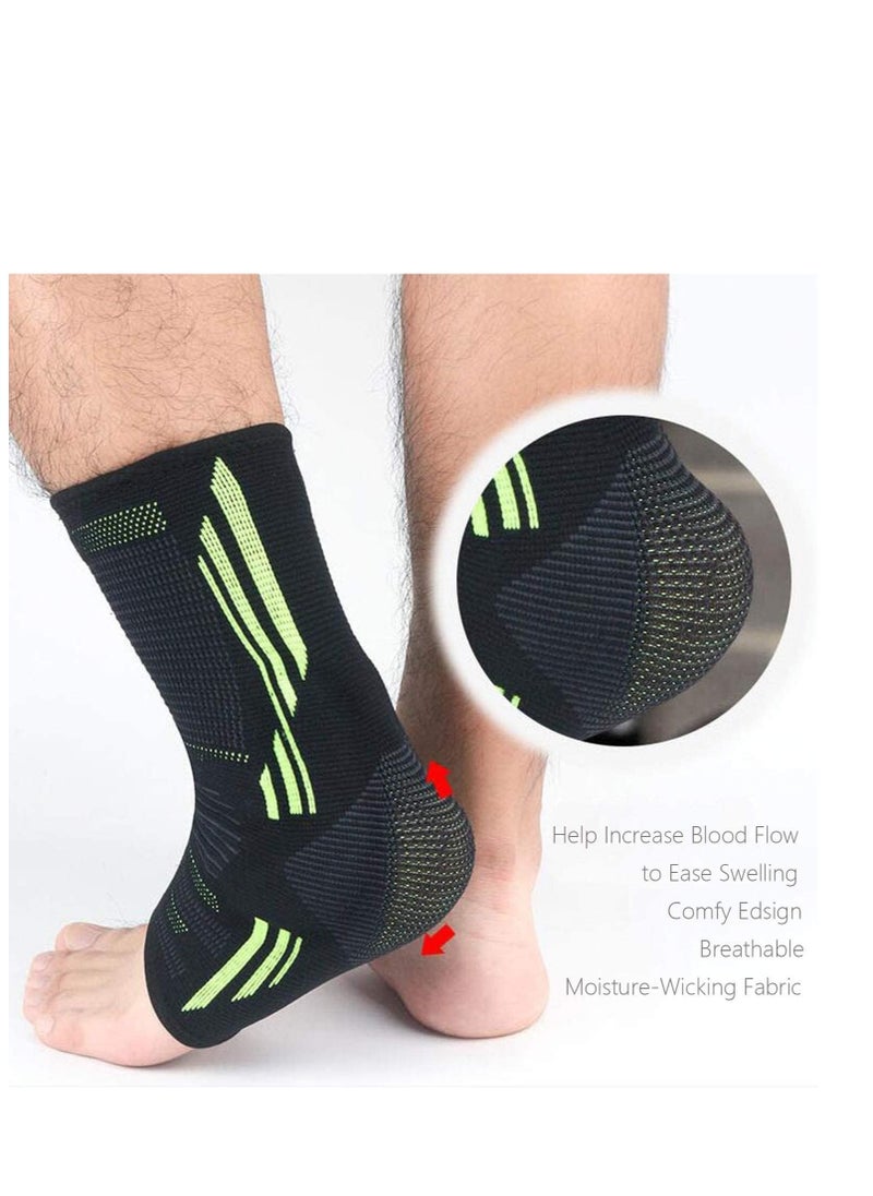 Silicone Ankle Support Sleeve Copper Infused Ankle Brace Effective Relief for Chronic Ankle Tendonitis Plantar Fasciitis Achilles Tendon Pain Prevent Ankle Injuries 1Pair Large