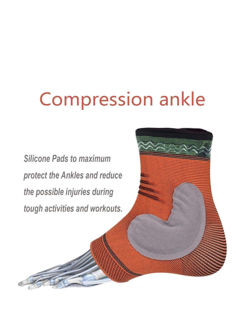 Silicone Ankle Support Sleeve Copper Infused Ankle Brace Effective Relief for Chronic Ankle Tendonitis Plantar Fasciitis Achilles Tendon Pain Prevent Ankle Injuries 1Pair Large
