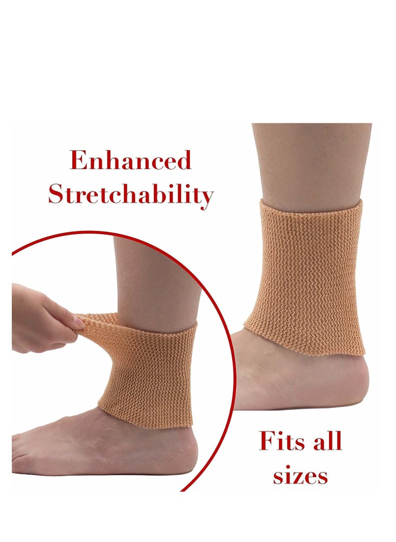 Ankle Gel Sleeves - Padded Skate Socks Ankle Protection Figure Skating, Hockey, Roller, Inline, Riding, Ski or Equestrian Tall Boots Tan, 2 Ankle Gel Sleeves