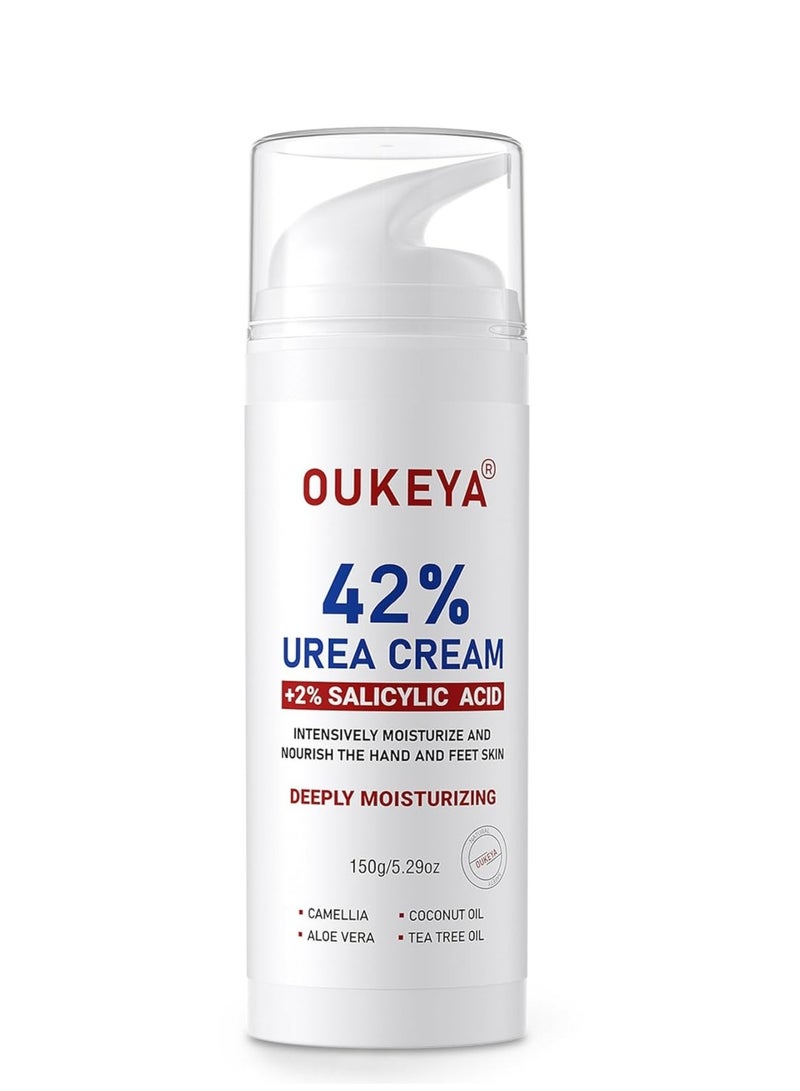 150g 42% Urea Cream Salicylic Acid Cream for Cracked Feet Hands Callus Remover Hand Cream Foot Cream for Cracked Foot Heels Elbows Nails Knees Skin Moisturizer Urea Lotion with Maximum Strength