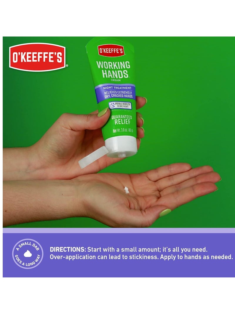 O'Keeffe's Working Hands Hand Cream; 3 oz Tube and Night Treatment Hand Cream; 3 oz Tube