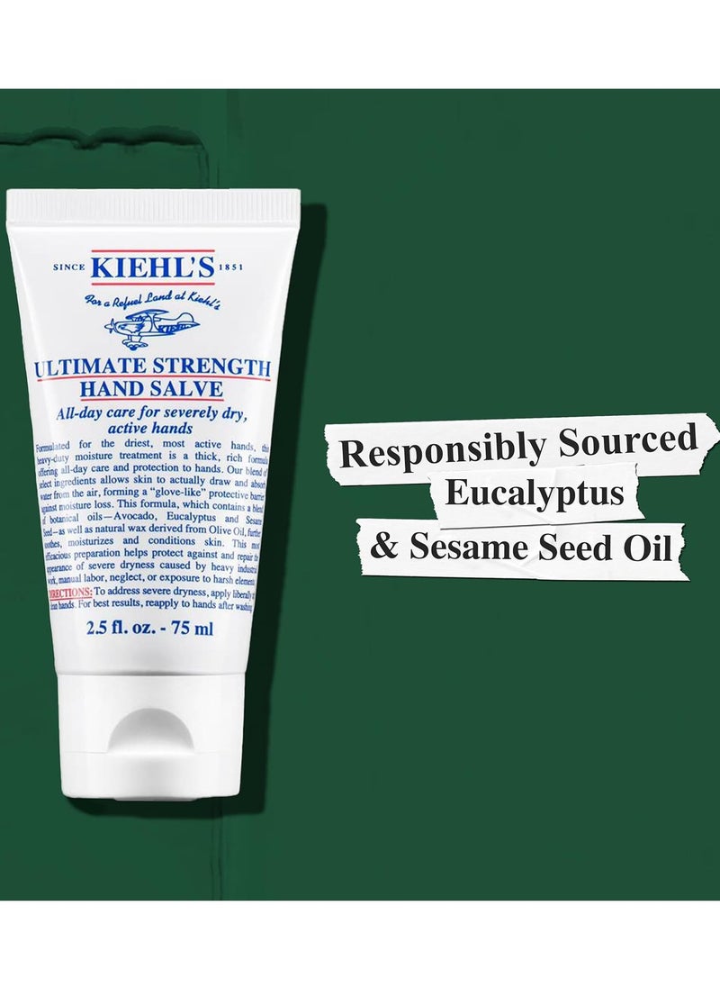 Kiehl's Ultimate Strength Hand Salve, Deeply Hydrating Hand Lotion, Thick and Rich Formula for Intense Moisture and Conditioning, Protects and Repairs Dry Hands, Paraben and Gluten Free