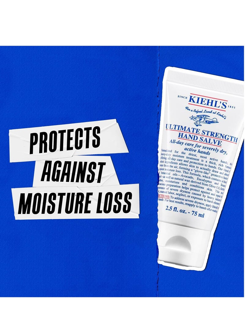 Kiehl's Ultimate Strength Hand Salve, Deeply Hydrating Hand Lotion, Thick and Rich Formula for Intense Moisture and Conditioning, Protects and Repairs Dry Hands, Paraben and Gluten Free