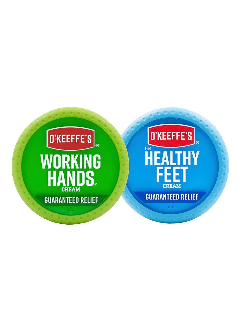 O'Keeffe's Working Hands Hand Cream, 3.4 Ounce Jar and Healthy Feet Foot Cream, 3.2 Ounce Jar