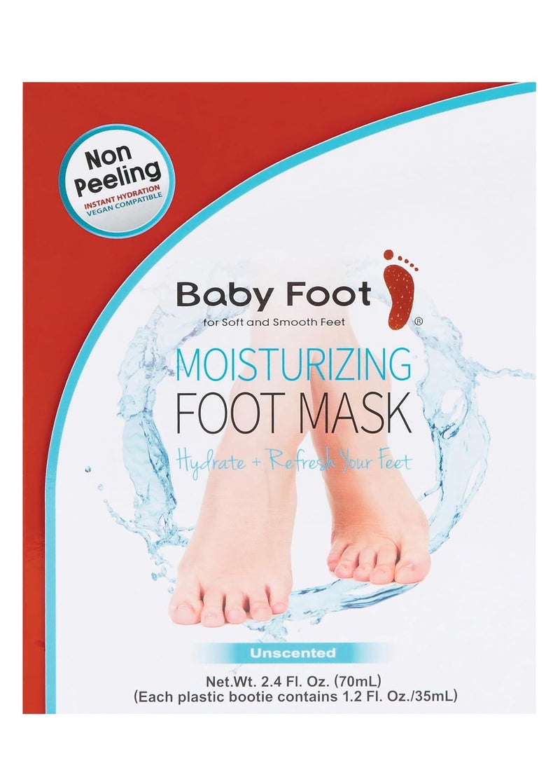 Baby Foot Unscented Non-Peel Moisturing Mask – Hydrate and Refesh Feet in 15-Minute - No Pain Feet Treatment - For Men and Women - Smooth and rich moisturizer for Baby Soft Feet