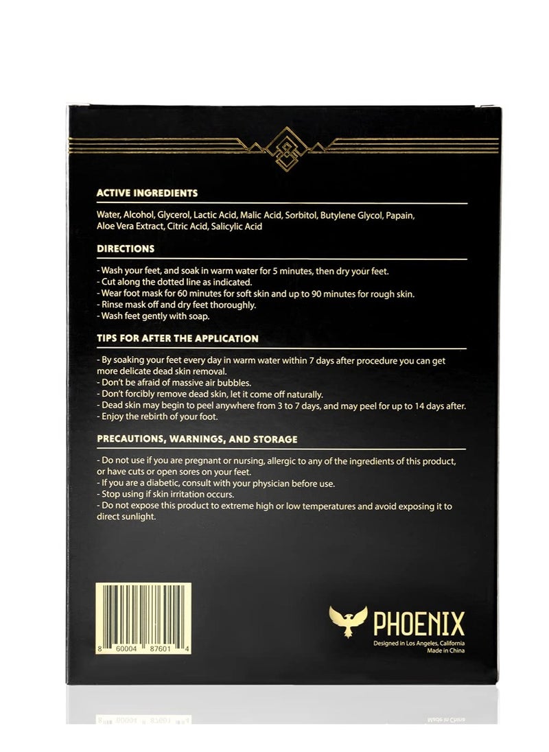 (Pack of 2) Phoenix Foot Peel for Men - Extra Large - Extra Strength - Exfoliating Dry Feet Treatment - Callus Remover - Unscented - Paraben and Fragrance Free