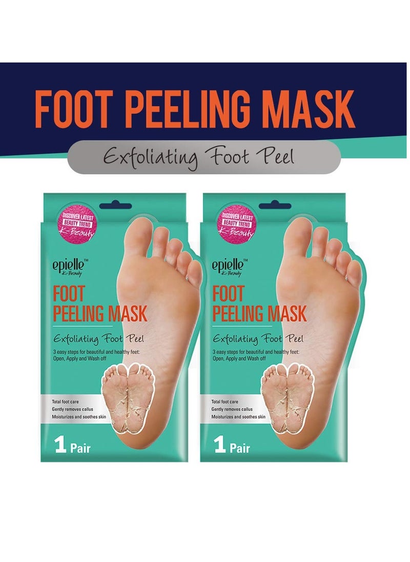 Epielle-Foot Peel Mask - 2 Pack - For Cracked Heels, Dead Skin & Calluses - Make Your Feet Baby Soft & Get a Smooth Skin, Removes & Repairs Rough Heels, Dry Toe Skin - Exfoliating Peeling Treatment