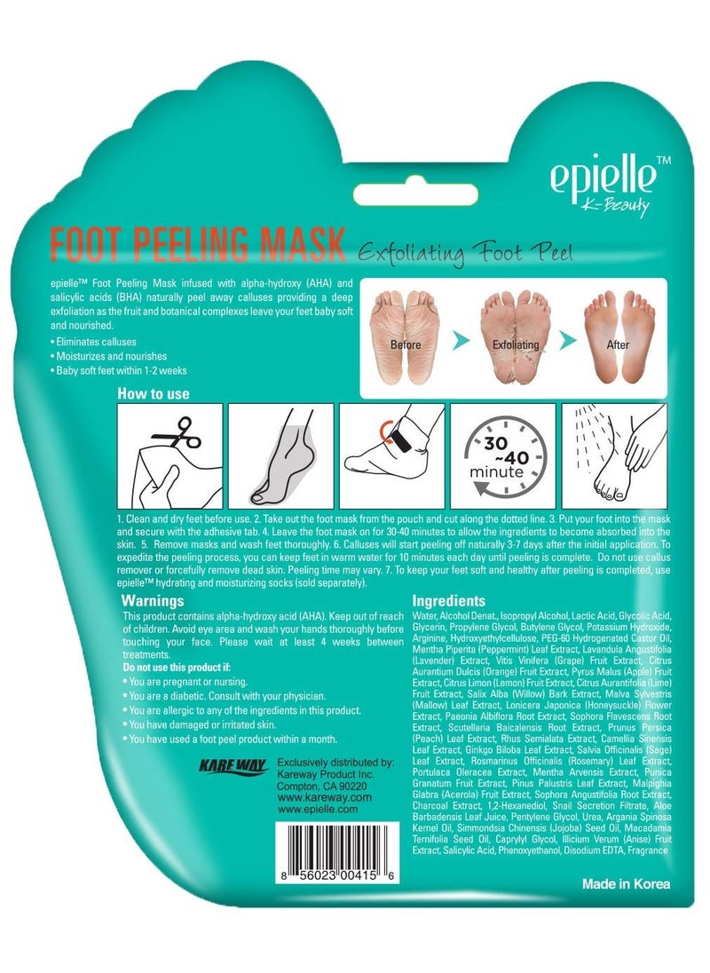 Epielle-Foot Peel Mask - 2 Pack - For Cracked Heels, Dead Skin & Calluses - Make Your Feet Baby Soft & Get a Smooth Skin, Removes & Repairs Rough Heels, Dry Toe Skin - Exfoliating Peeling Treatment