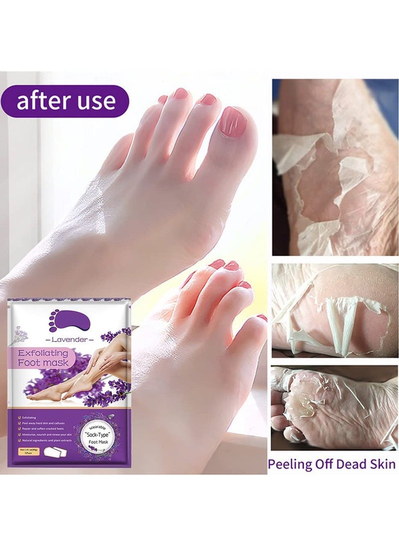 ALIVER 5 Packs Foot Peeling Mask,Exfoliating Callus Peel Booties,Peeling Off Calluses & Dead Skin, Baby Your Foot Naturally in 1 Week (Lavender)