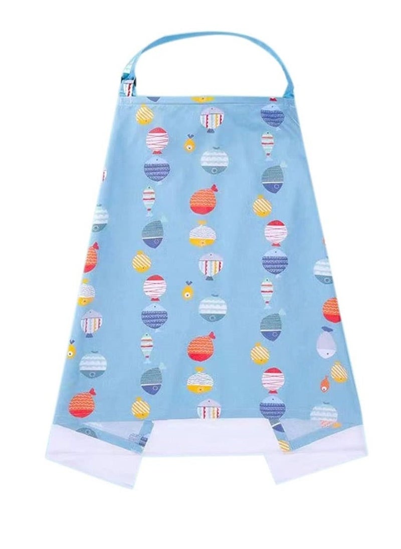 Nursing Cover for Breastfeeding, Breathable Infant Feeding Apron for Privacy, Blue