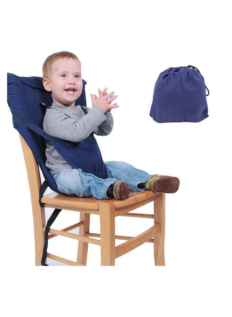 Toddler High Chair Seat Cover, Portable Baby Dining Chair Safety Harness for Feeding Baby Suitable for Most Chairs (Dark Blue)