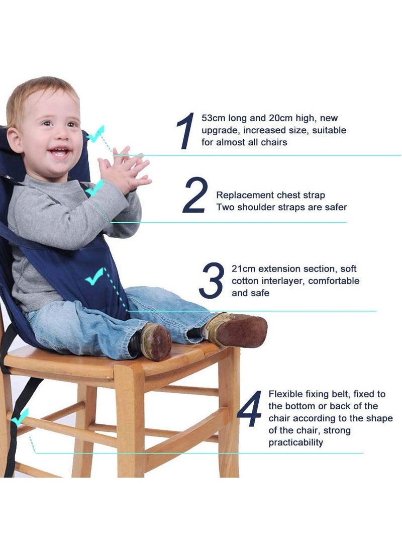 Toddler High Chair Seat Cover, Portable Baby Dining Chair Safety Harness for Feeding Baby Suitable for Most Chairs (Dark Blue)